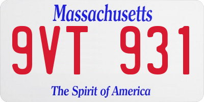 MA license plate 9VT931