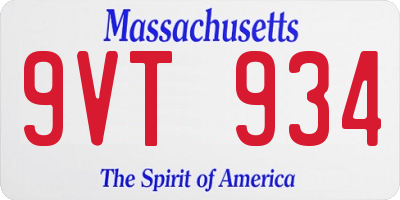 MA license plate 9VT934