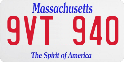 MA license plate 9VT940