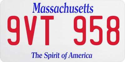 MA license plate 9VT958