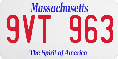 MA license plate 9VT963