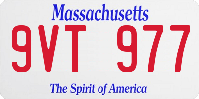 MA license plate 9VT977