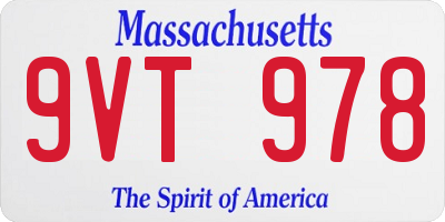 MA license plate 9VT978