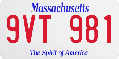 MA license plate 9VT981
