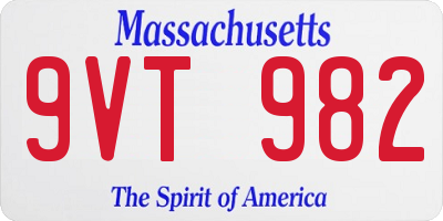 MA license plate 9VT982