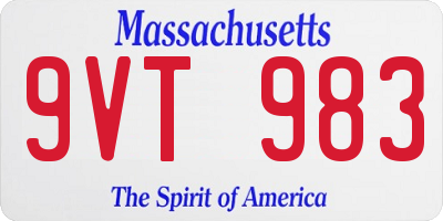 MA license plate 9VT983