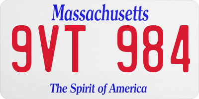 MA license plate 9VT984