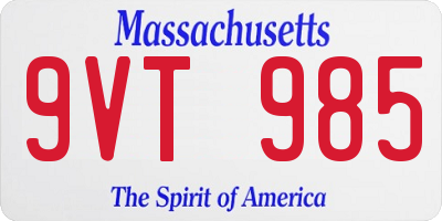 MA license plate 9VT985