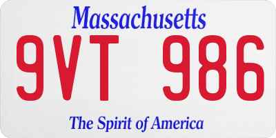 MA license plate 9VT986