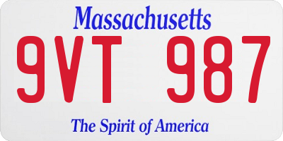 MA license plate 9VT987