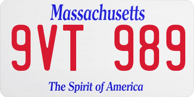 MA license plate 9VT989