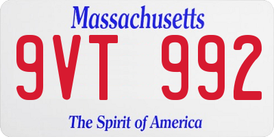 MA license plate 9VT992
