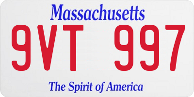 MA license plate 9VT997