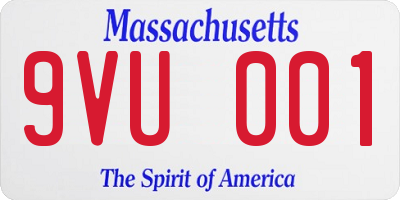 MA license plate 9VU001