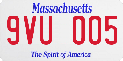 MA license plate 9VU005