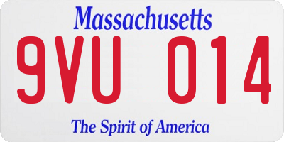 MA license plate 9VU014