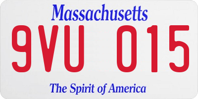 MA license plate 9VU015