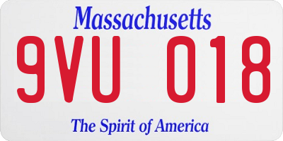 MA license plate 9VU018