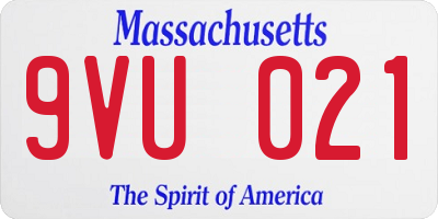 MA license plate 9VU021