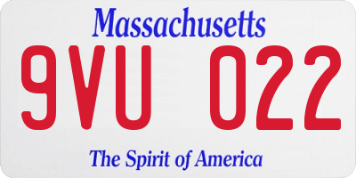 MA license plate 9VU022
