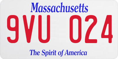 MA license plate 9VU024
