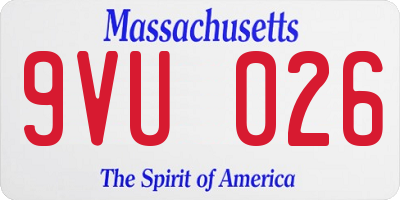 MA license plate 9VU026