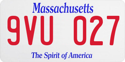 MA license plate 9VU027