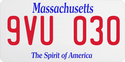MA license plate 9VU030