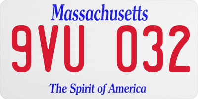 MA license plate 9VU032