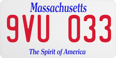 MA license plate 9VU033