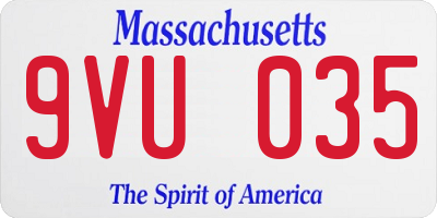 MA license plate 9VU035