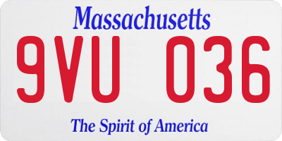 MA license plate 9VU036