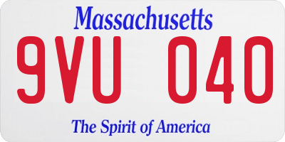 MA license plate 9VU040