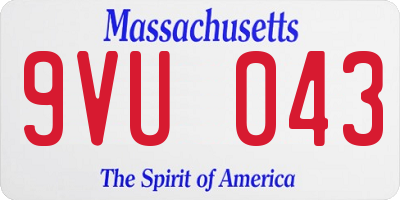 MA license plate 9VU043