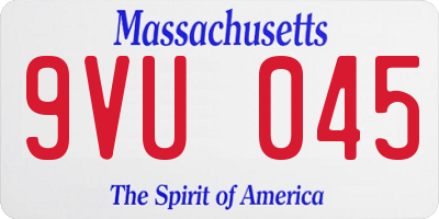 MA license plate 9VU045