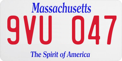 MA license plate 9VU047