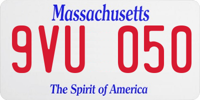 MA license plate 9VU050