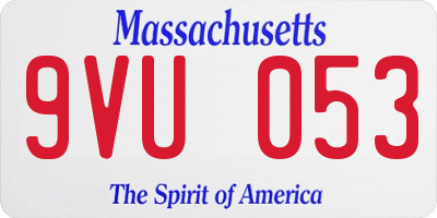 MA license plate 9VU053