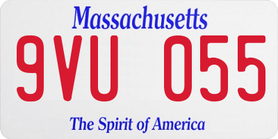 MA license plate 9VU055
