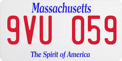 MA license plate 9VU059