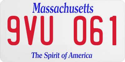 MA license plate 9VU061