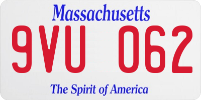 MA license plate 9VU062