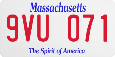 MA license plate 9VU071