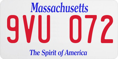 MA license plate 9VU072