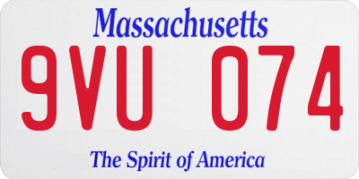 MA license plate 9VU074