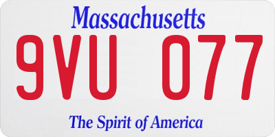 MA license plate 9VU077