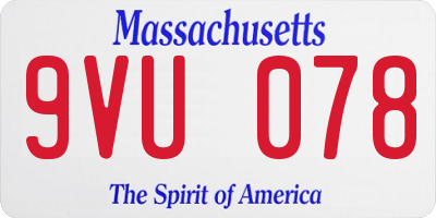 MA license plate 9VU078