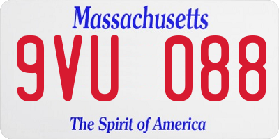 MA license plate 9VU088