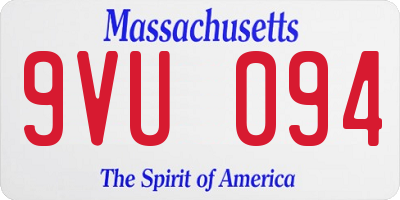 MA license plate 9VU094