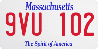 MA license plate 9VU102